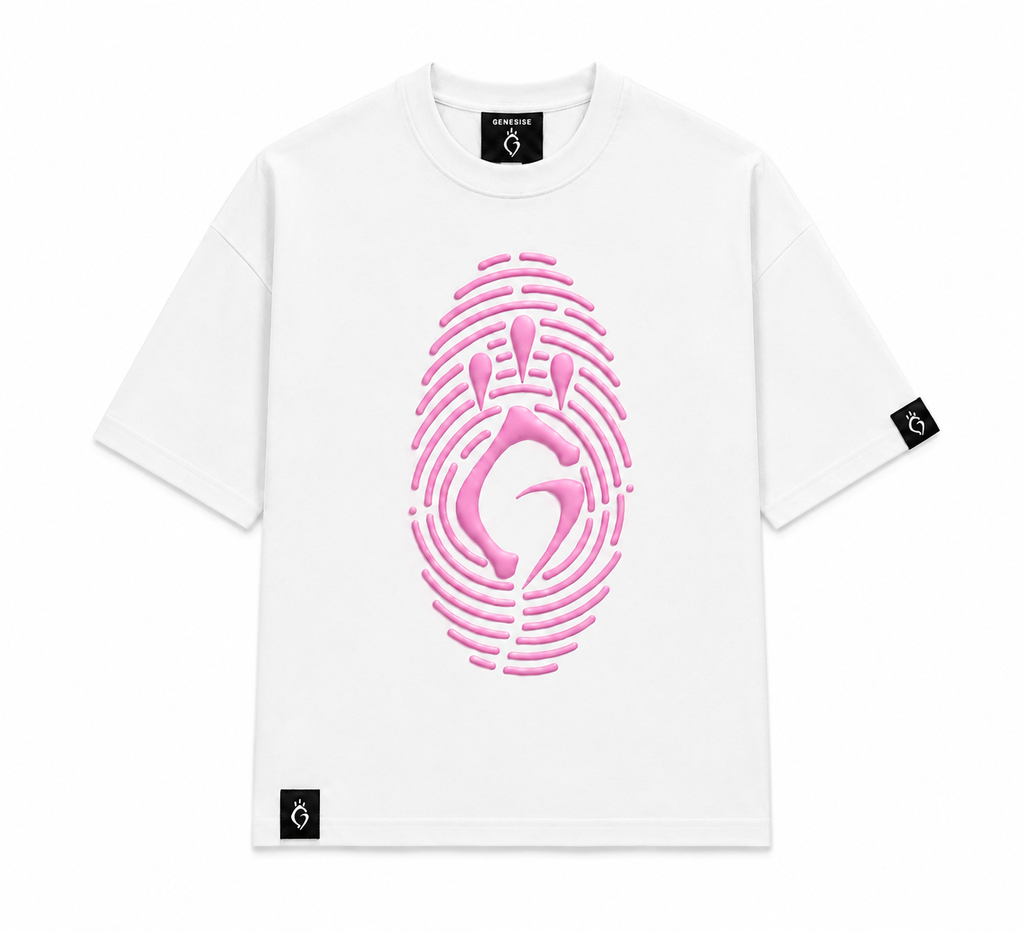 T-shirt oversize emprunt Blanc / Rose