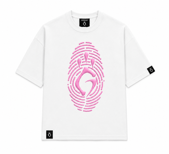 T-shirt oversize emprunt Blanc / Rose